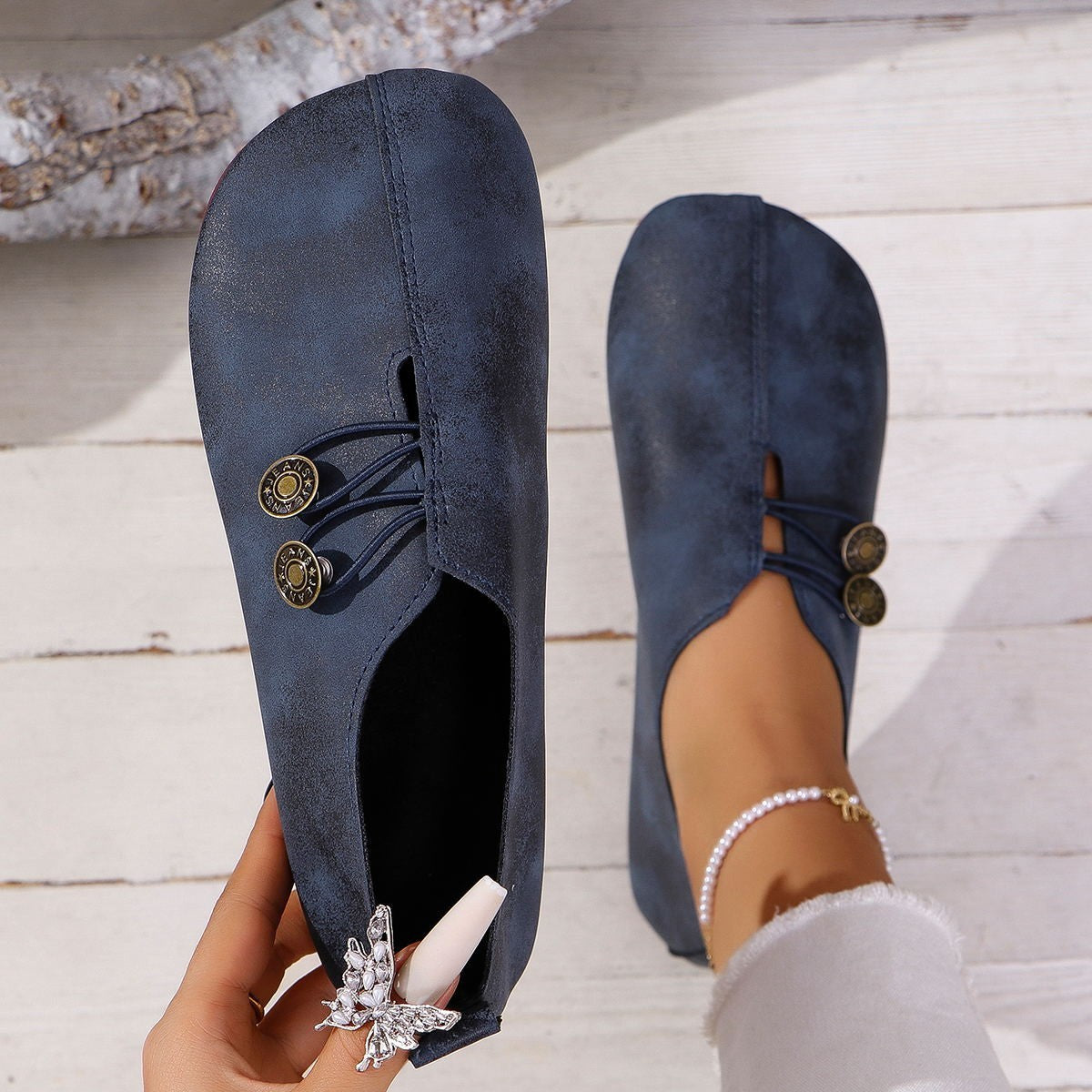 Sandali Donna Estivi Bassi a Punta Quadrata Slip-On Moda Comodi e Leggeri