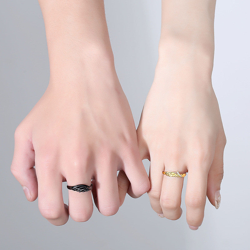 Anello Coppia Argento 925 Angelo e Diavolo Regolabile Uomo Donna Elegante