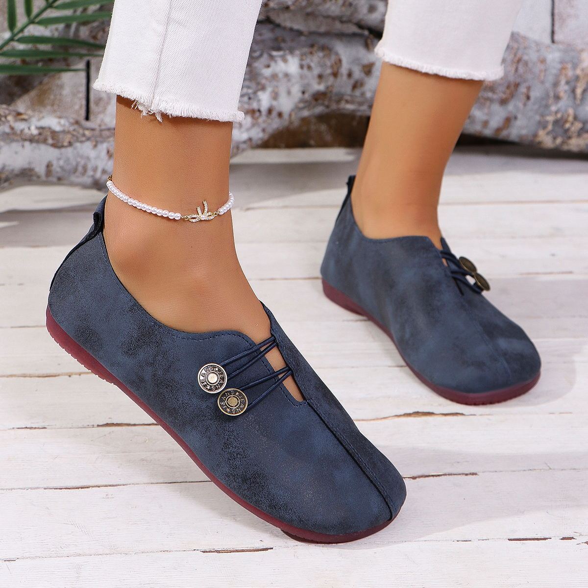 Sandali Donna Estivi Bassi a Punta Quadrata Slip-On Moda Comodi e Leggeri