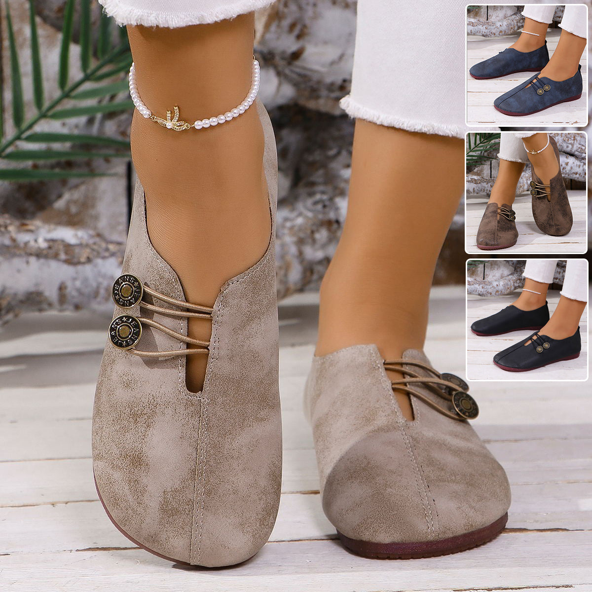 Sandali Donna Estivi Bassi a Punta Quadrata Slip-On Moda Comodi e Leggeri