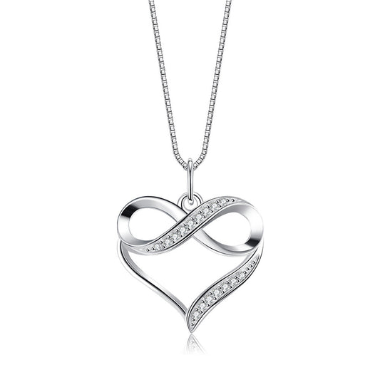 Collana Donna Cuore Argento 925 Infinito con Zirconi Elegante Regolabile